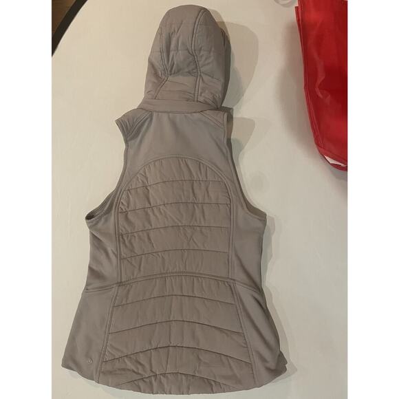 Lululemon Puffer Vest Jacket Removable Hood Size 6 Gray Extra Mile Fleece W/ Bag - Picture 3 of 10